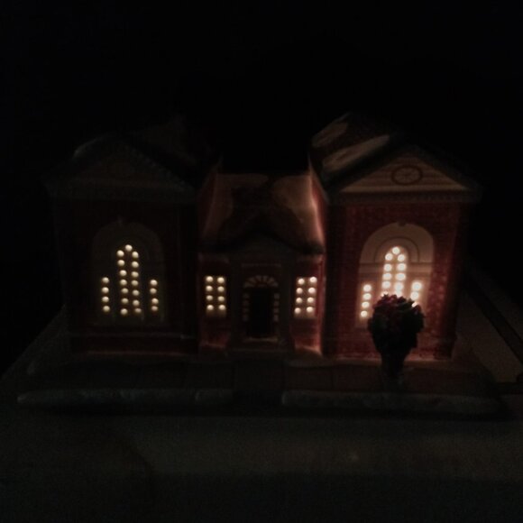 Vintage Christmas Luminary With Box The Library Norman Rockwell Hawthorne 1990s - Picture 2 of 16